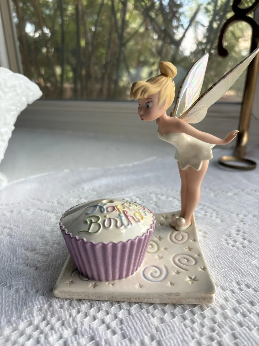 Disney Tinker Bell Cake Topper with Pink Cupcake and Iridescent Wings
